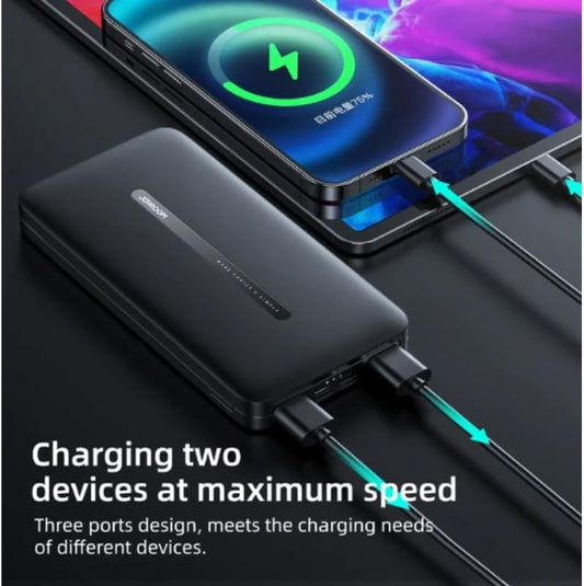 Joyroom JR-T012 Power Bank With 2USB, Type C And Micro Input 10000mAh Capacity - White|12 Months Warranty