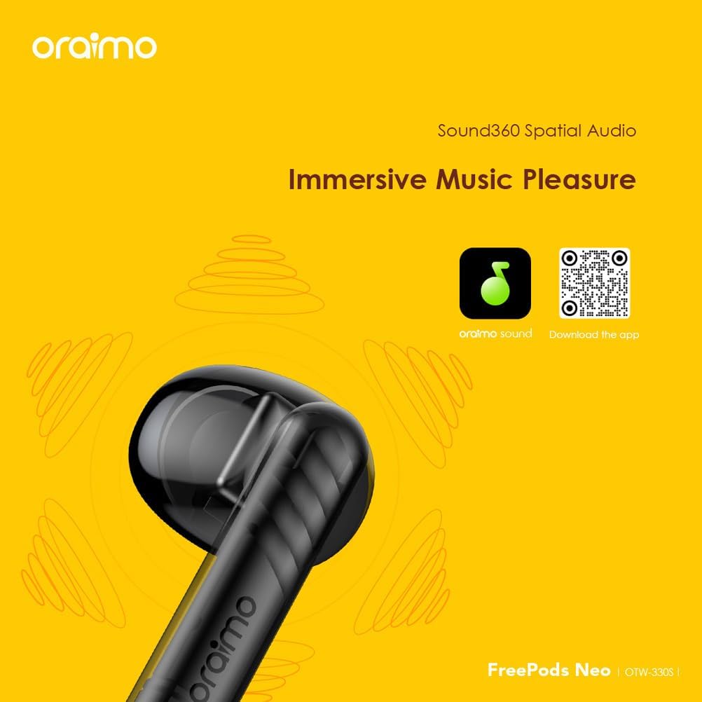 Oraimo OTW-330S FreePods Neo ENC Wireless Earbuds Bluetooth TWS Earphone with APP Control,50h Play T