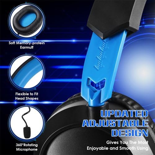 G3100 Gaming Headset Lightweight - Jack 3.5mm Wired - Fillable Noise reduction Microphone - Rotation Ear-Cups for PS5 - PS4 / PC/Mobile Laptop Tablet (blue)