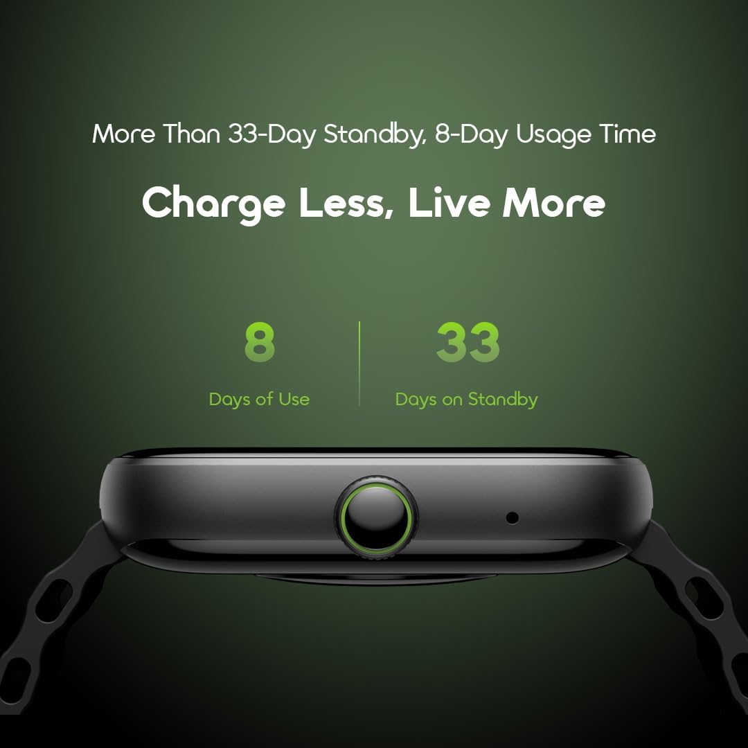 Oraimo OSW-807 Watch 6 Smartwatch with AI-Generated Watch Faces, Health Monitoring, and Long Battery Life - Black