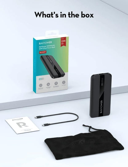 RAVPower RP-PB1236 PD 20W 2 Port 10000mAh Power Bank - Black|18 Months Warranty