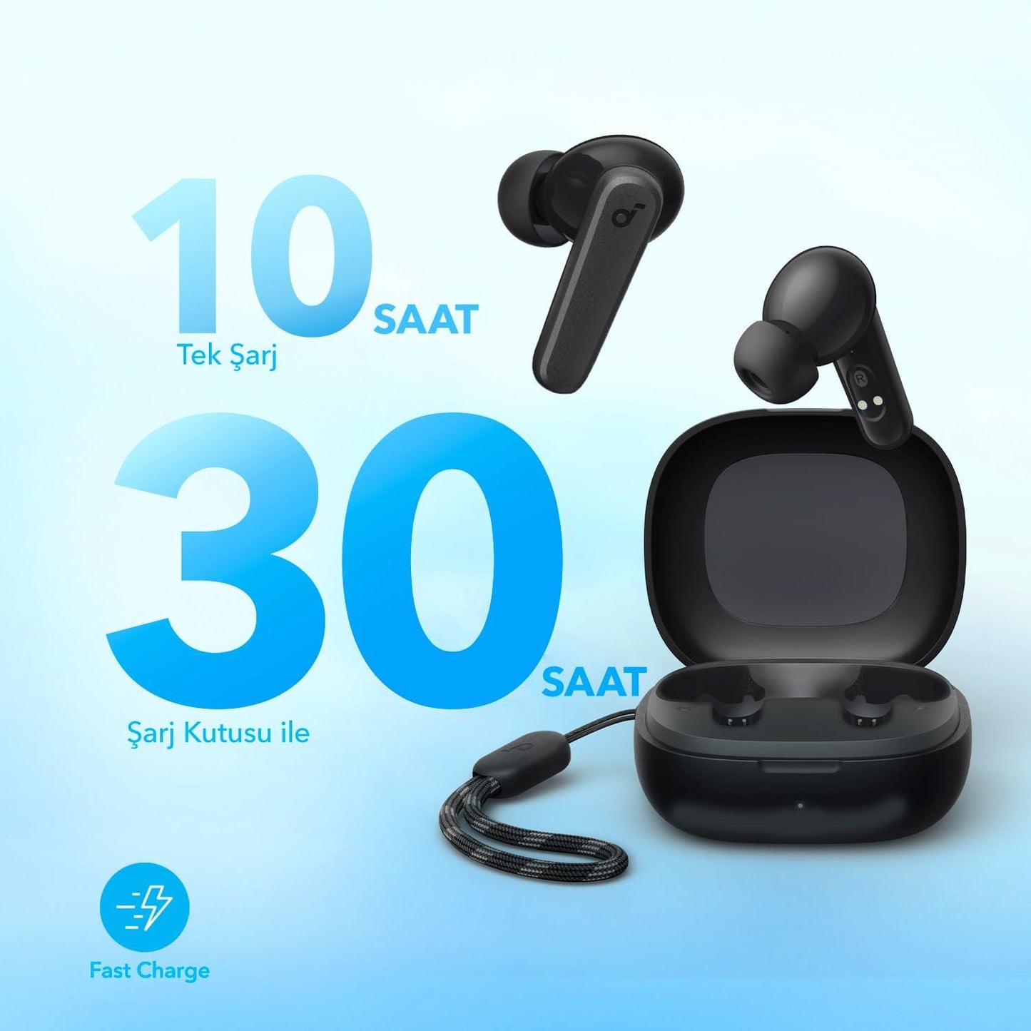 Anker Soundcore R50i Black True Wireless Earbuds with 10mm Drivers, Big Bass, Bluetooth 5.3, 30H Playtime, IPX5 Water Resistant, AI Clear Calls, 2 Mics, 18 Months Warranty, Black