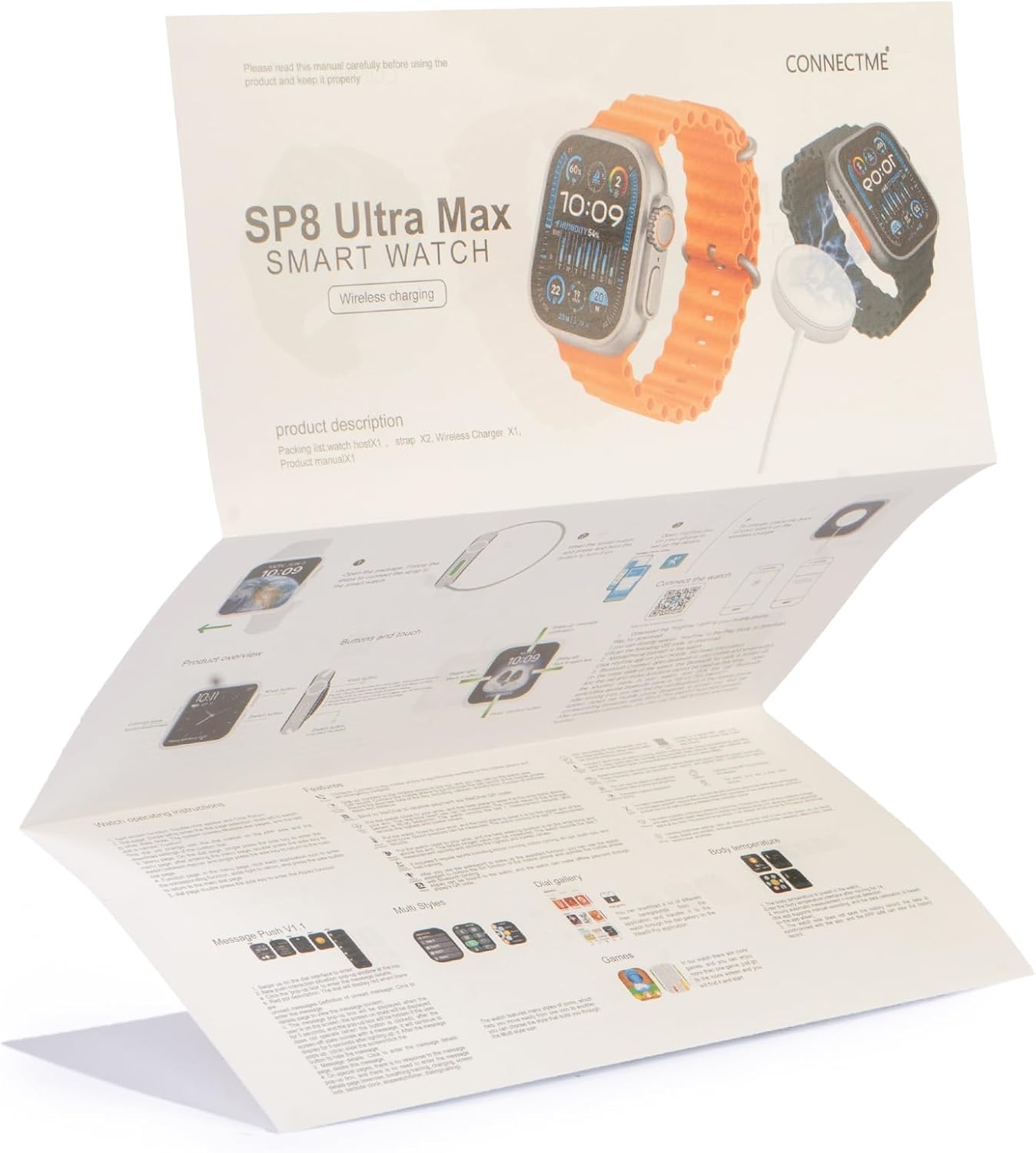 ConnectME SP8 Ultra Max Smart Watch, 49 mm Screen Size, Orange