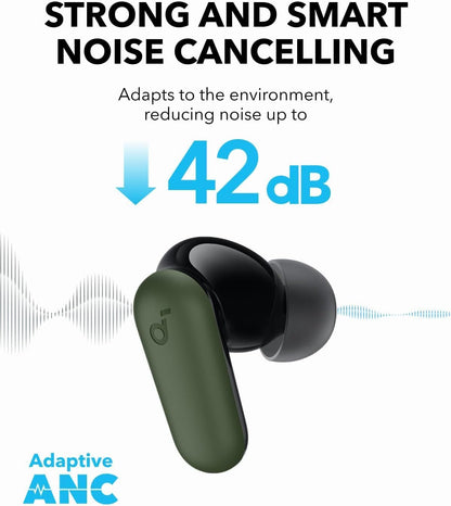 Anker Soundcore R50i NC True Wireless Earbuds 10mm Drivers with Big Bass, Bluetooth 5.3, 45H Playtime, IP54-Sweatguard M waterproof, AI Clear Calls with 4 Mics, 22 Preset EQs via App-green