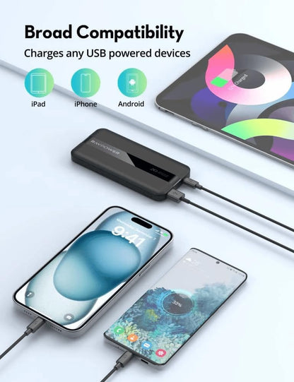 RAVPower RP-PB1236 PD 20W 2 Port 10000mAh Power Bank - Black|18 Months Warranty