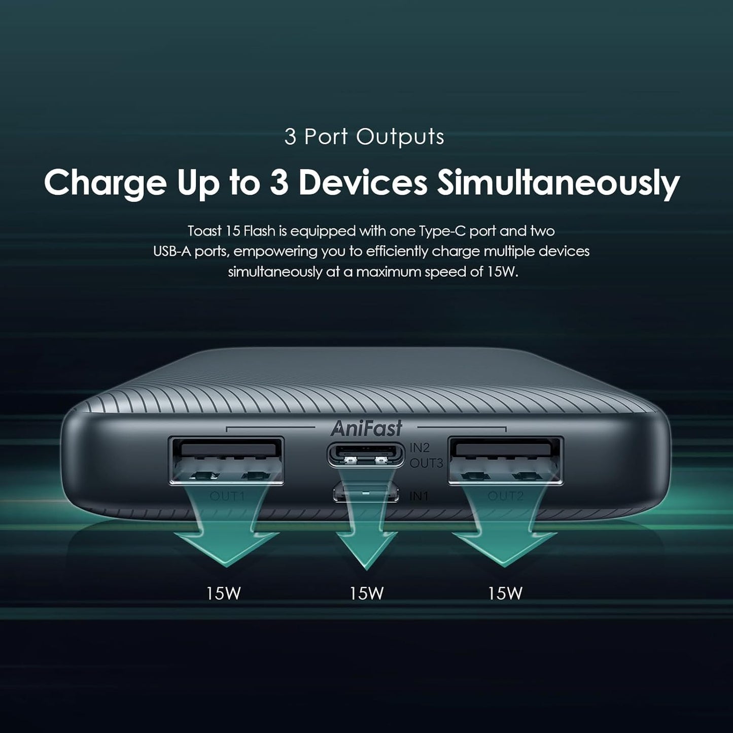 Oraimo Traveler 15 Flash 20000mAh Power Bank with 15W Fast Charging,Type-C & USBs Triple Output, Multi-Layer Protection with 3D Texture Exterior