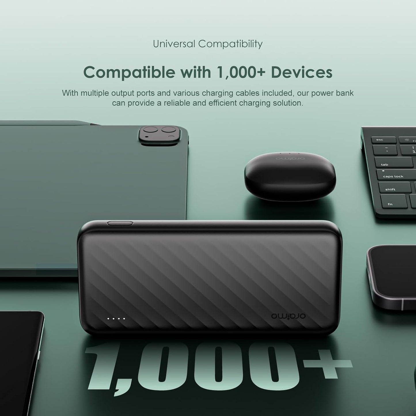 Oraimo Toast 15 Flash 10000mAh Power Bank with 15W Type C Fast Charging,USB&Type C Triple Output,Power Delivery, Type C &Micro Input,Multi-Layer Protection &3D Texture Exterior