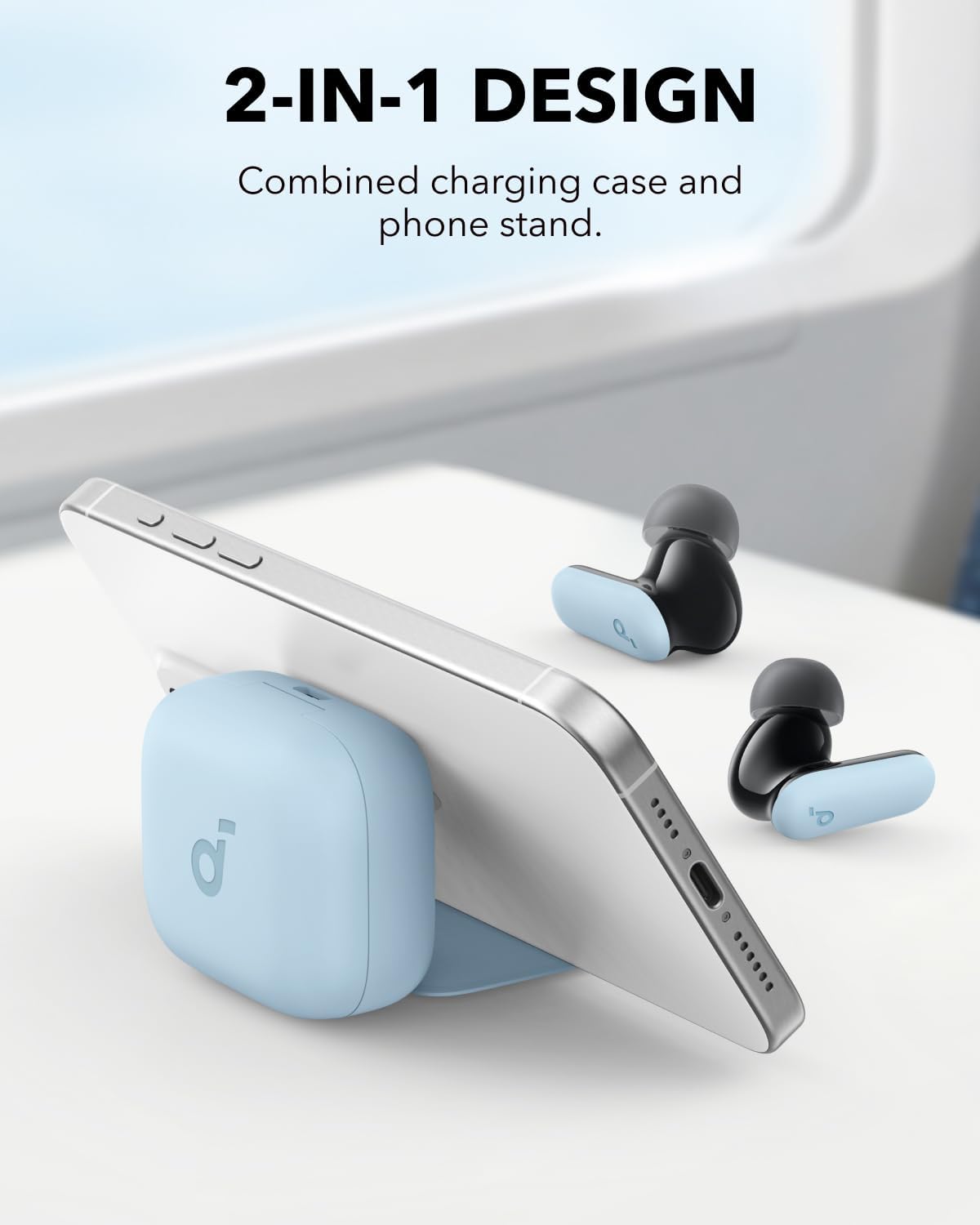 soundcore P30i by Anker Noise Cancelling Earbuds, Smart Noise Cancelling, 45H Playtime, 2-in-1 Case and Phone Stand, IP54, Wireless Earbuds, Bluetooth 5.4, App Control, Blue, 18 Months Warranty