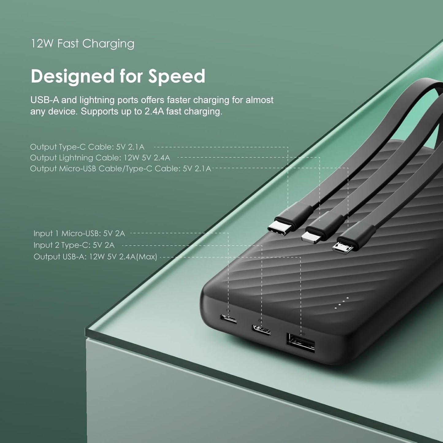 Oraimo Toast 15 Flash 10000mAh Power Bank with 15W Type C Fast Charging,USB&Type C Triple Output,Power Delivery, Type C &Micro Input,Multi-Layer Protection &3D Texture Exterior