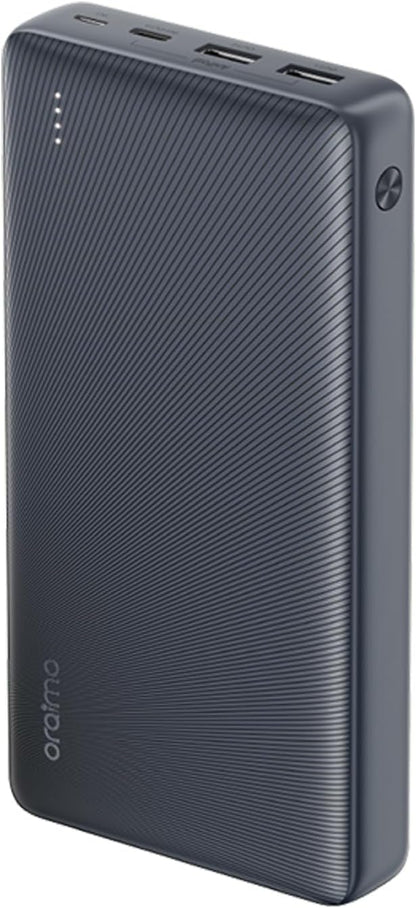 Oraimo Traveler 15 Flash 20000mAh Power Bank with 15W Fast Charging,Type-C & USBs Triple Output, Multi-Layer Protection with 3D Texture Exterior