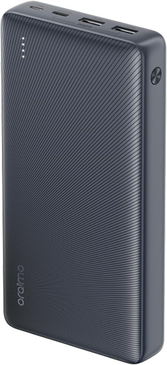 Oraimo Traveler 15 Flash 20000mAh Power Bank with 15W Fast Charging,Type-C & USBs Triple Output, Multi-Layer Protection with 3D Texture Exterior