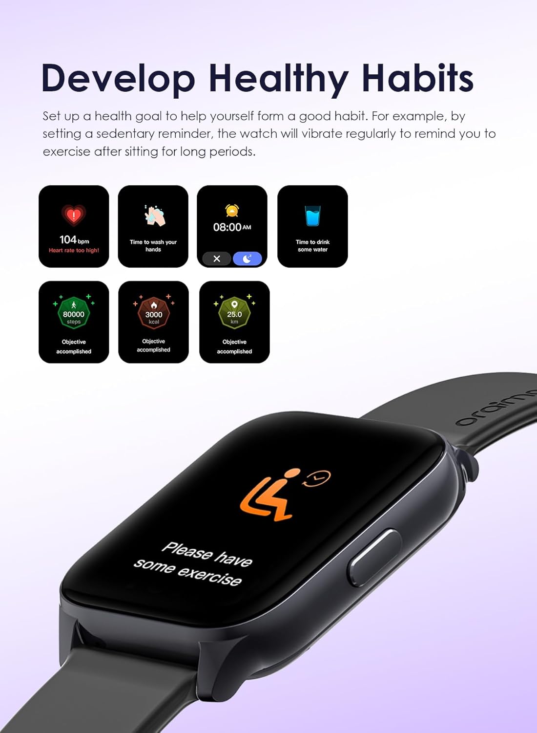 Oraimo Watch 4 Plus Bluetooth Call Smart Watch 2.01inch HD Display Fitness Tracker With 100+ Sport Modes, IP68 Waterproof