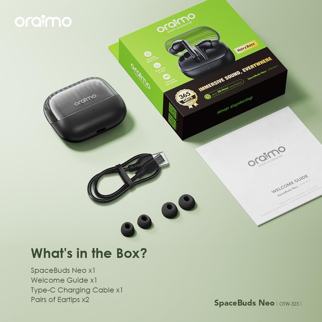 Oraimo OTW-330S FreePods Neo ENC Wireless Earbuds Bluetooth TWS Earphone with APP Control,50h Play T
