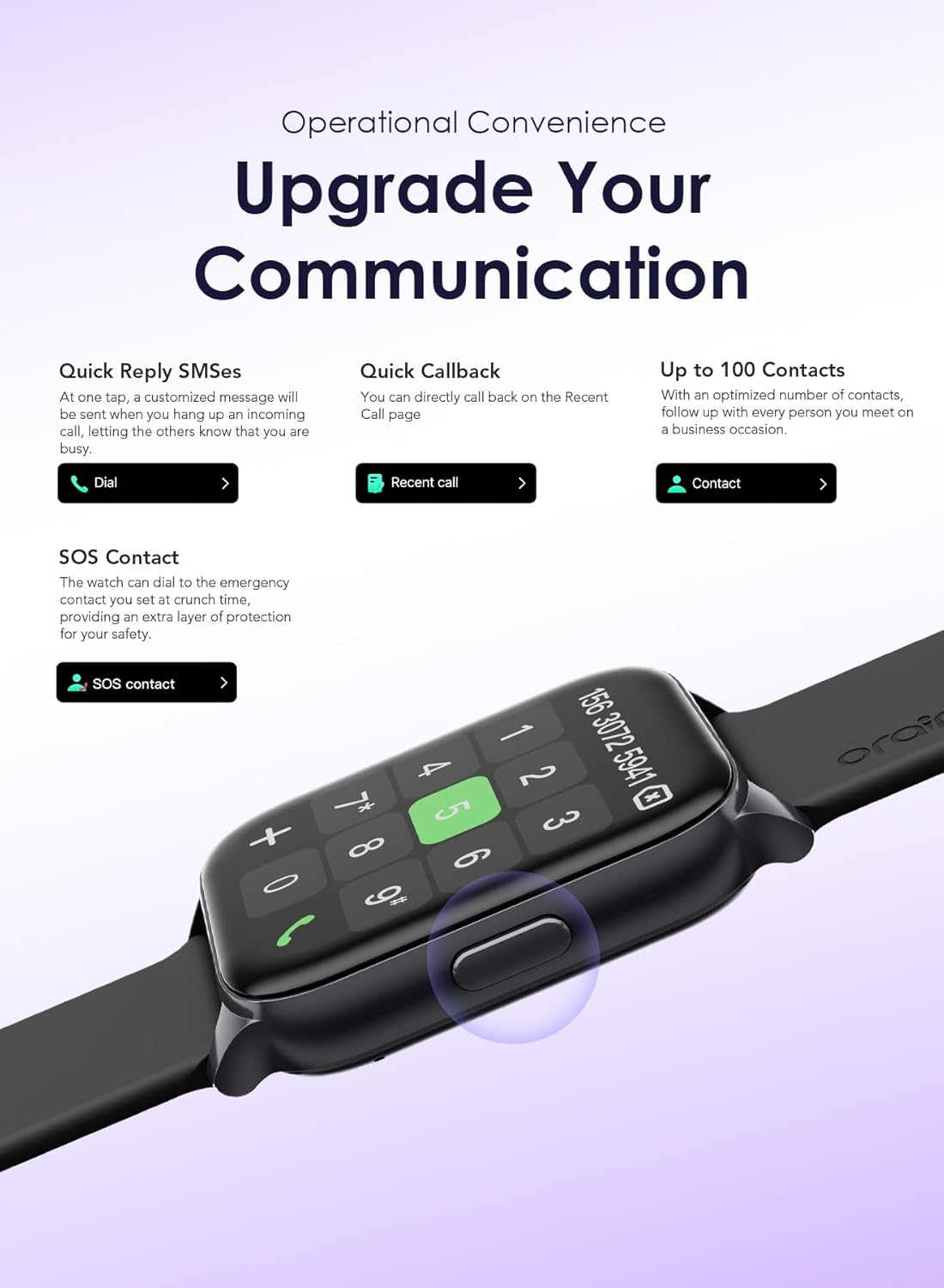 Oraimo Watch 4 Plus Bluetooth Call Smart Watch 2.01inch HD Display Fitness Tracker With 100+ Sport Modes, IP68 Waterproof