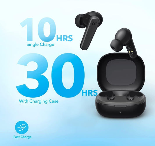Anker Soundcore R50i True Wireless In-Ear Earbuds (TWS), IPX5-Water Resistant, Clear Calls with Stereo Sound, Super Low Latency, App with 22 Preset EQs, Soft Touch Black, 18 Months Warranty