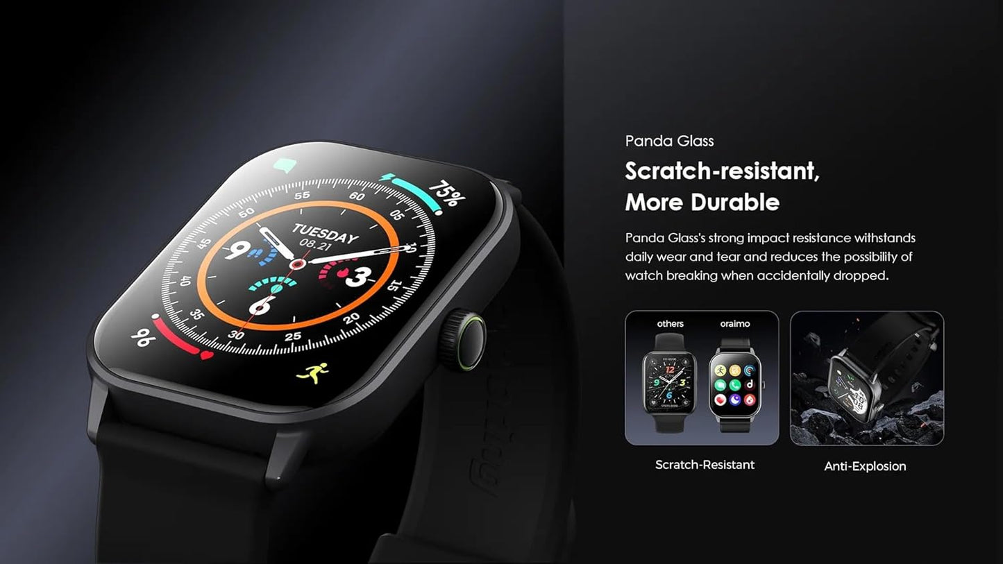 Oraimo OSW-807 Watch 6 Smartwatch with AI-Generated Watch Faces, Health Monitoring, and Long Battery Life - Black