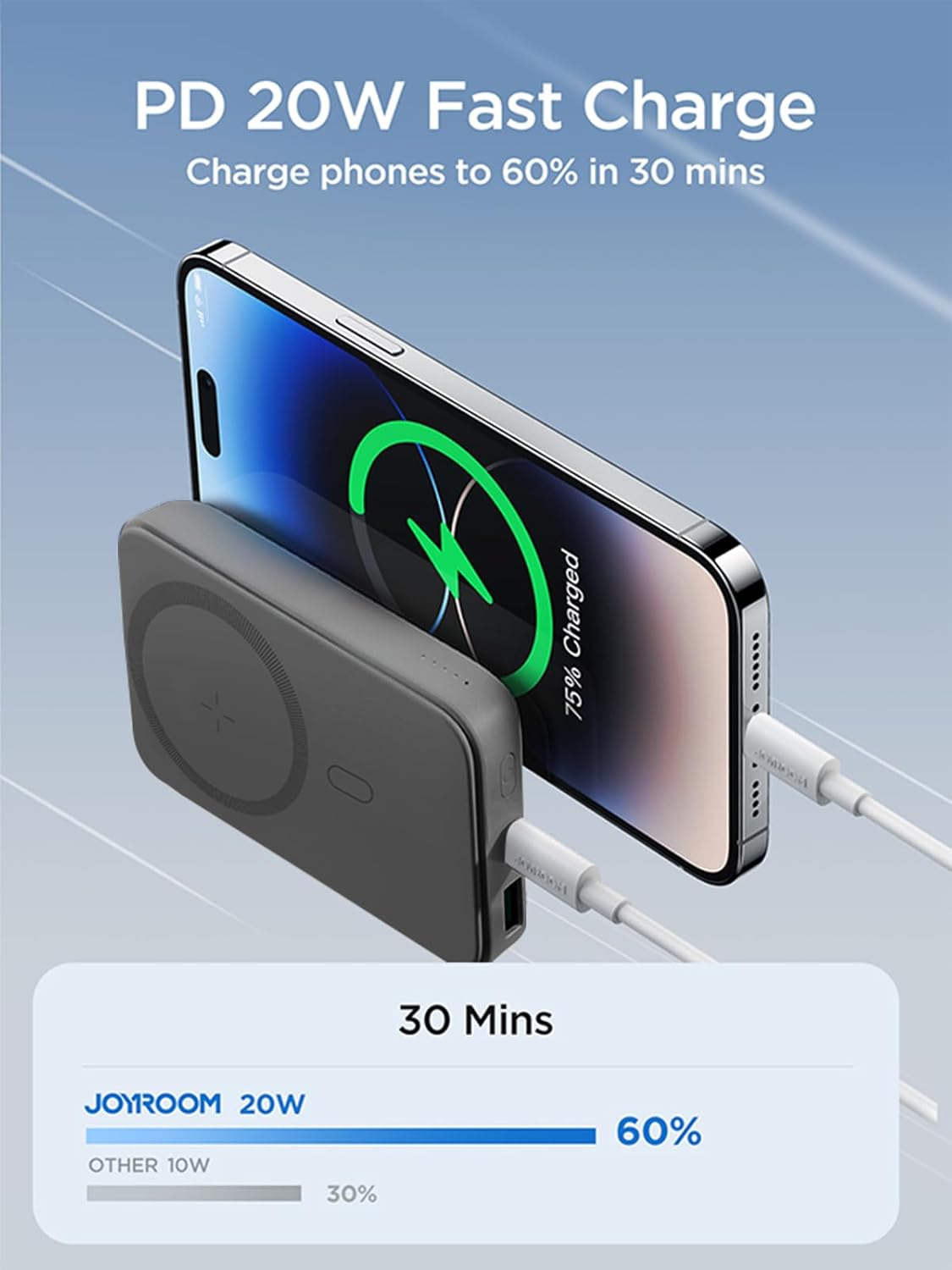 Joyroom JR-W020 20W Magnetic Wireless Power Bank 10000mAh - Black|12 Months Warranty