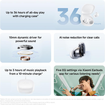 Xiaomi Wireless Earphones, Redmi buds 6 Play, 36 Hours Playtime, AI Call Noise Reduction, Ultra Lightweight, Compatible with Google Fast Pair, Fast Charging, Black |6 month manufacturer warranty