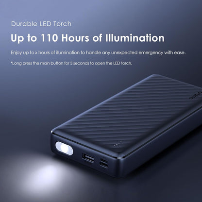 Oraimo Toast 15 Flash 10000mAh Power Bank with 15W Type C Fast Charging,USB&Type C Triple Output,Power Delivery, Type C &Micro Input,Multi-Layer Protection &3D Texture Exterior