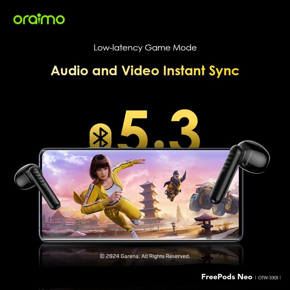 Oraimo OTW-330S FreePods Neo ENC Wireless Earbuds Bluetooth TWS Earphone with APP Control,50h Play T