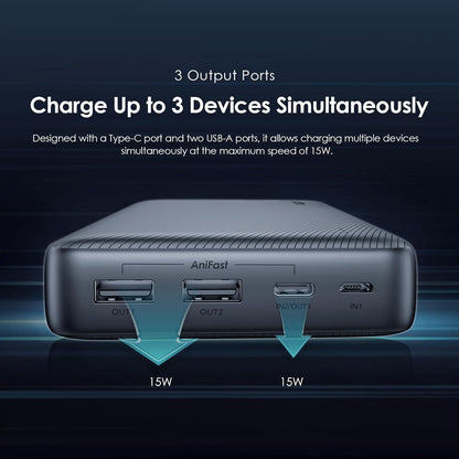 Oraimo Toast 15 Flash 10000mAh Power Bank with 15W Type C Fast Charging,USB&Type C Triple Output,Power Delivery, Type C &Micro Input,Multi-Layer Protection &3D Texture Exterior