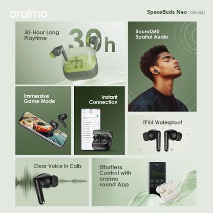 Oraimo OTW-330S FreePods Neo ENC Wireless Earbuds Bluetooth TWS Earphone with APP Control,50h Play T
