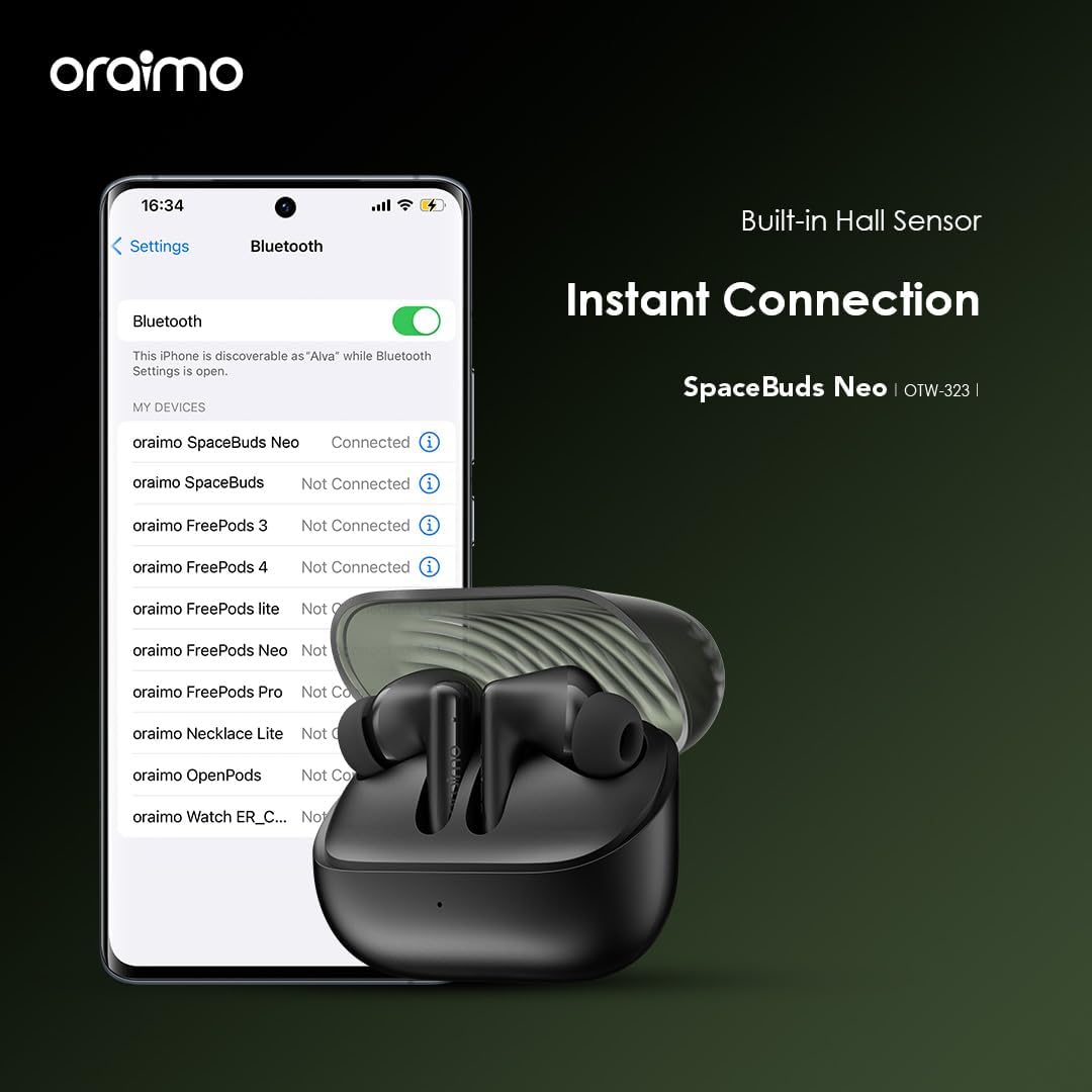 Oraimo OTW-323 SpaceBuds Neo Premium Earbuds Immersive Audio for Dynamic Lifestyles - Speed Black