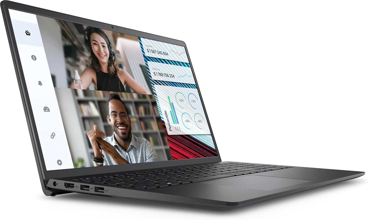 Dell Vostro 3530 Laptop - 13th Intel Core i7-1355U 10-Cores, 8GB RAM, 512GB SSD, Intel UHD Graphics, 15.6" FHD (1920 x 1080) 120Hz 250 nits Anti-Glare LED Backlit Narrow border, Ubuntu - Carbon Black