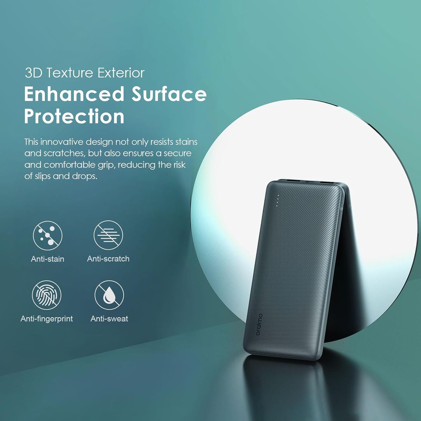 Oraimo Toast 15 Flash 10000mAh Power Bank with 15W Type C Fast Charging,USB&Type C Triple Output,Power Delivery, Type C &Micro Input,Multi-Layer Protection &3D Texture Exterior