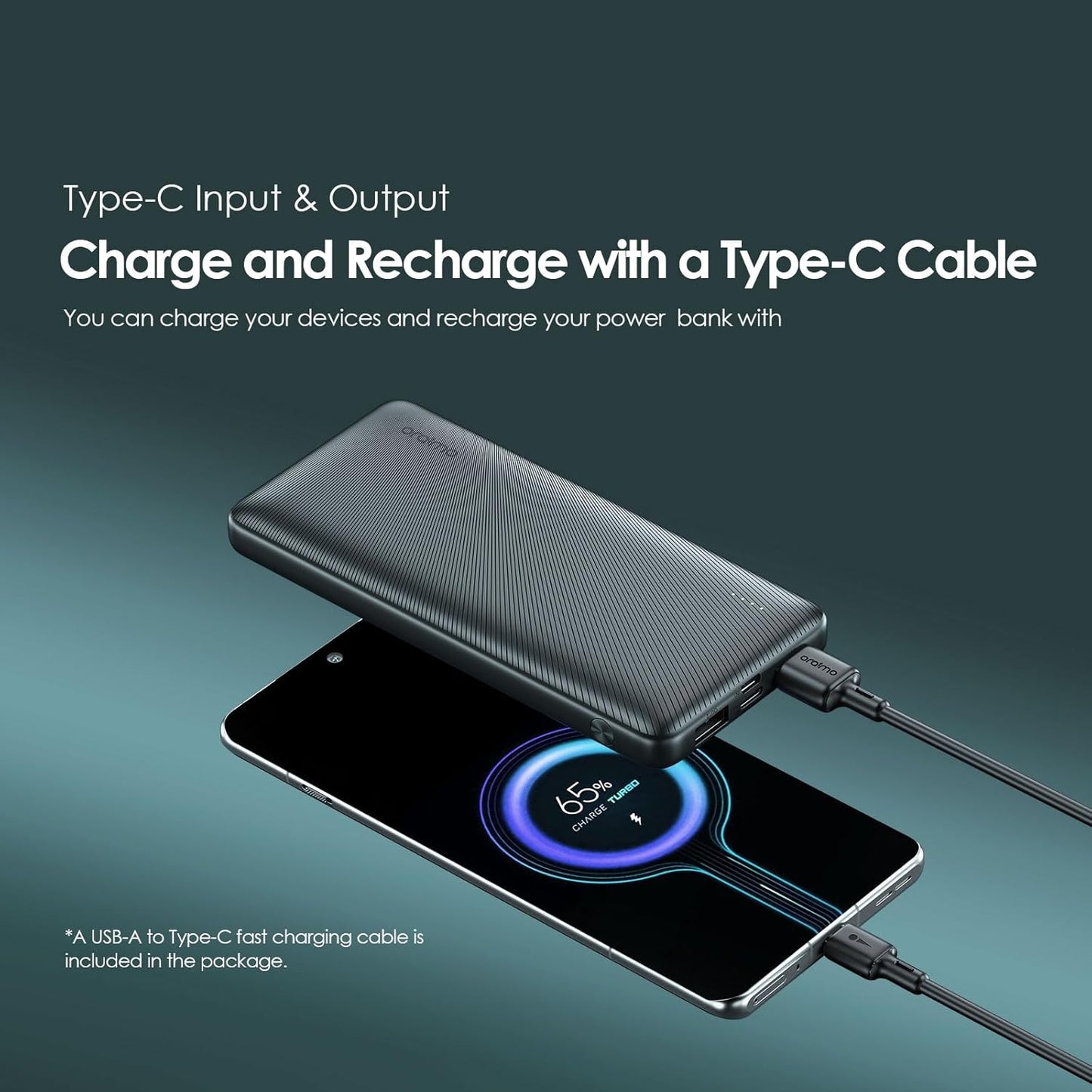 Oraimo Traveler 15 Flash 20000mAh Power Bank with 15W Fast Charging,Type-C & USBs Triple Output, Multi-Layer Protection with 3D Texture Exterior