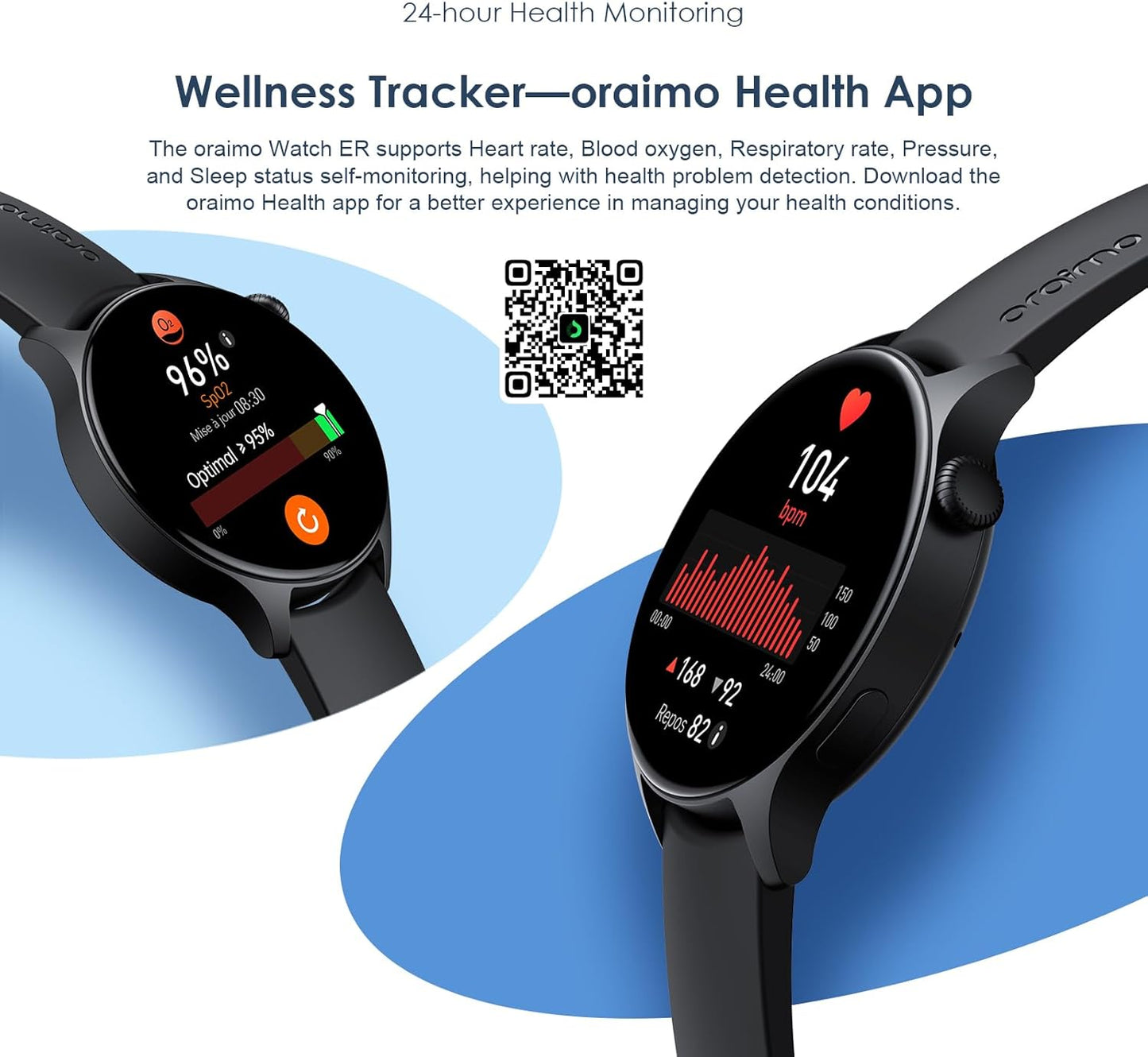 Oraimo ER Smartwatch (OSW-42), 1.43" Screen with Bluetooth Calling Features – Black