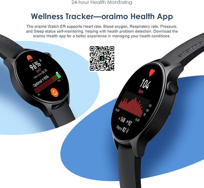 Oraimo ER Smartwatch (OSW-42), 1.43" Screen with Bluetooth Calling Features – Black