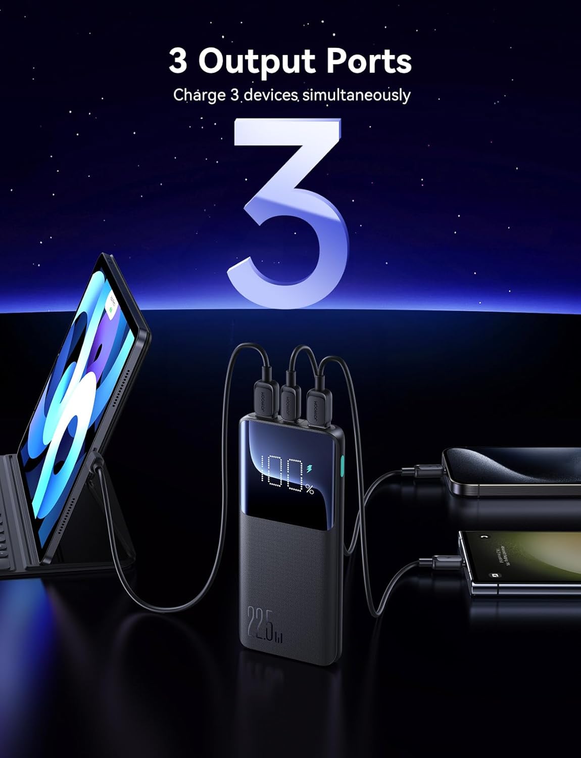 Joyroom JR-QP192 20000mAh 22.5W fast charging powerbank with LCD display - Black