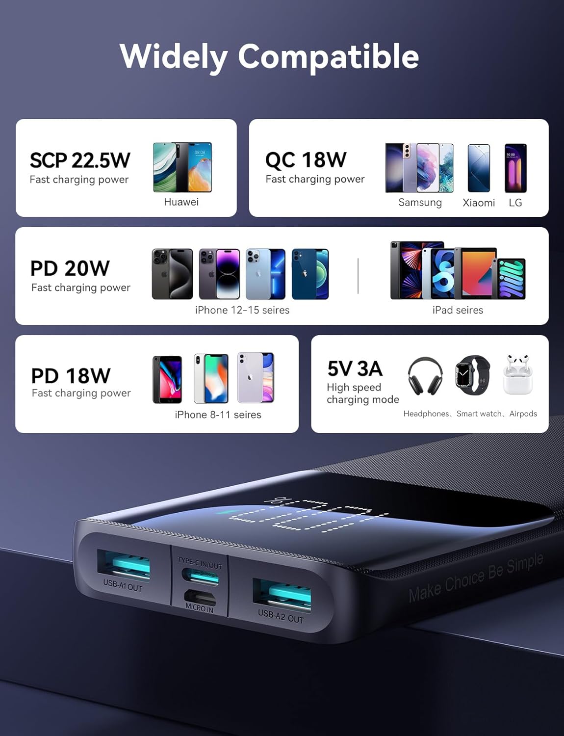 Joyroom JR-QP192 20000mAh 22.5W fast charging powerbank with LCD display - Black