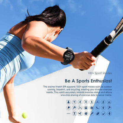 Oraimo ER Smartwatch (OSW-42), 1.43" Screen with Bluetooth Calling Features – Black