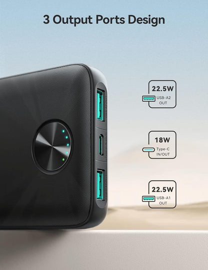 Joyroom JR-PBF15 22.5W 10000mAh LED Fast Charging Power Bank, Black|12 Months Warranty