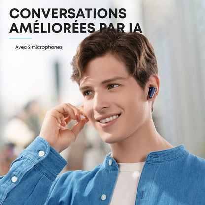 soundcore by Anker R50i VI True Wireless Earbuds, 10mm Drivers with Big Bass, Bluetooth 5.3, 30H Long Playtime, Water-Resistant, 2 Mics for AI Clear Calls, (Blue) - 18 Months Warranty