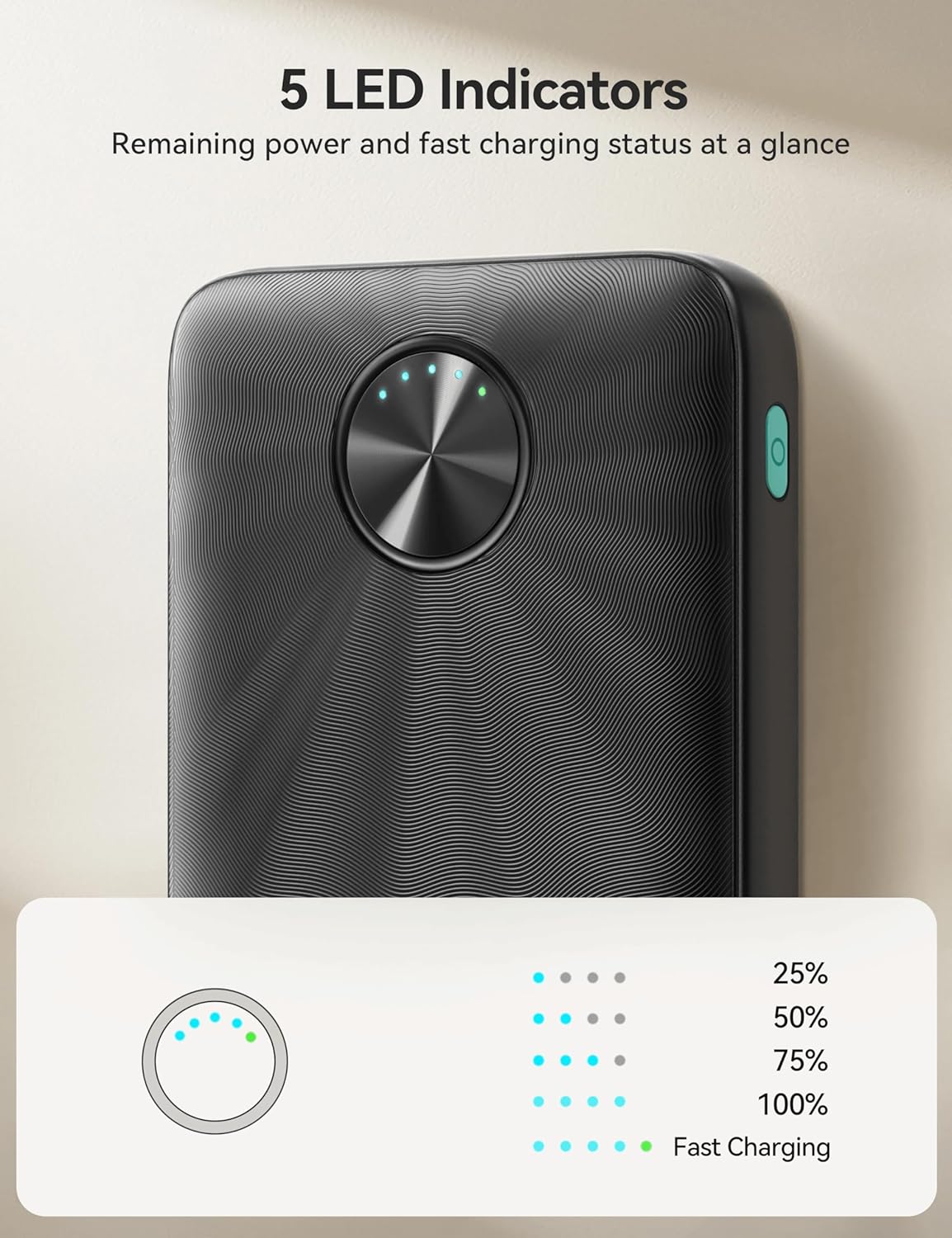 Joyroom JR-PBF15 22.5W 10000mAh LED Fast Charging Power Bank, Black|12 Months Warranty