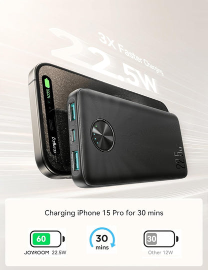 Joyroom JR-PBF15 22.5W 10000mAh LED Fast Charging Power Bank, Black|12 Months Warranty